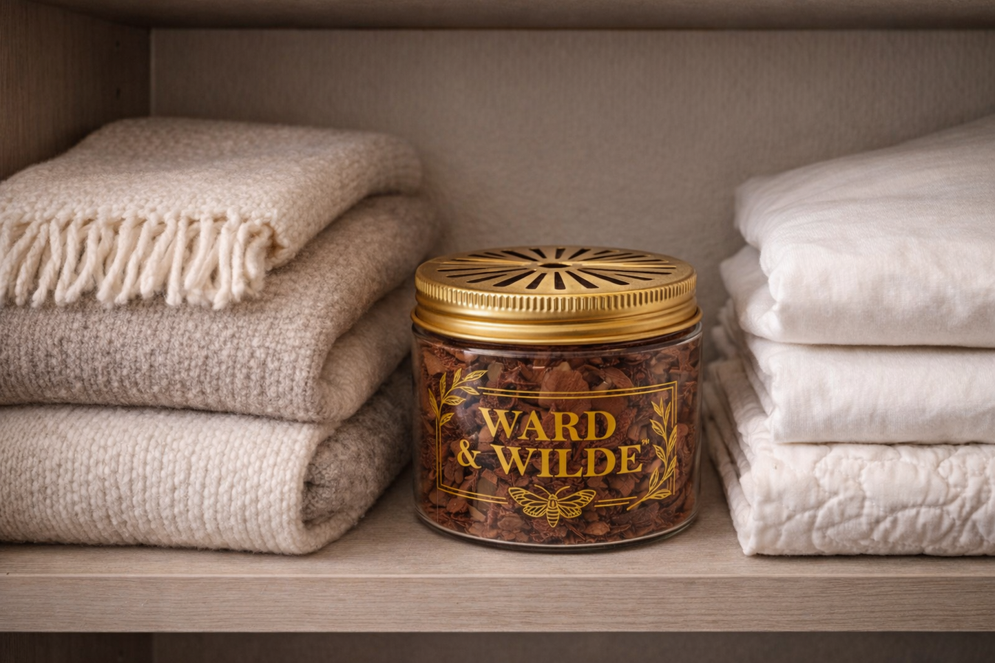 Ward & Wilde Natural Red Cedar Jars — Reusable Closet & Drawer Freshener (4-Pack + Cedarwood Oil)