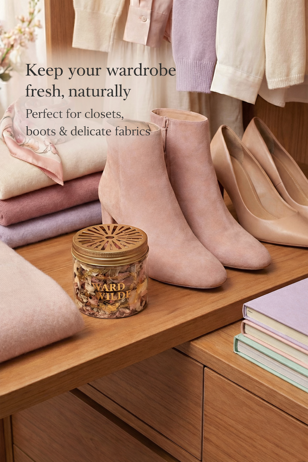 Ward & Wilde Natural Red Cedar Jars — Reusable Closet & Drawer Freshener (4-Pack + Cedarwood Oil)