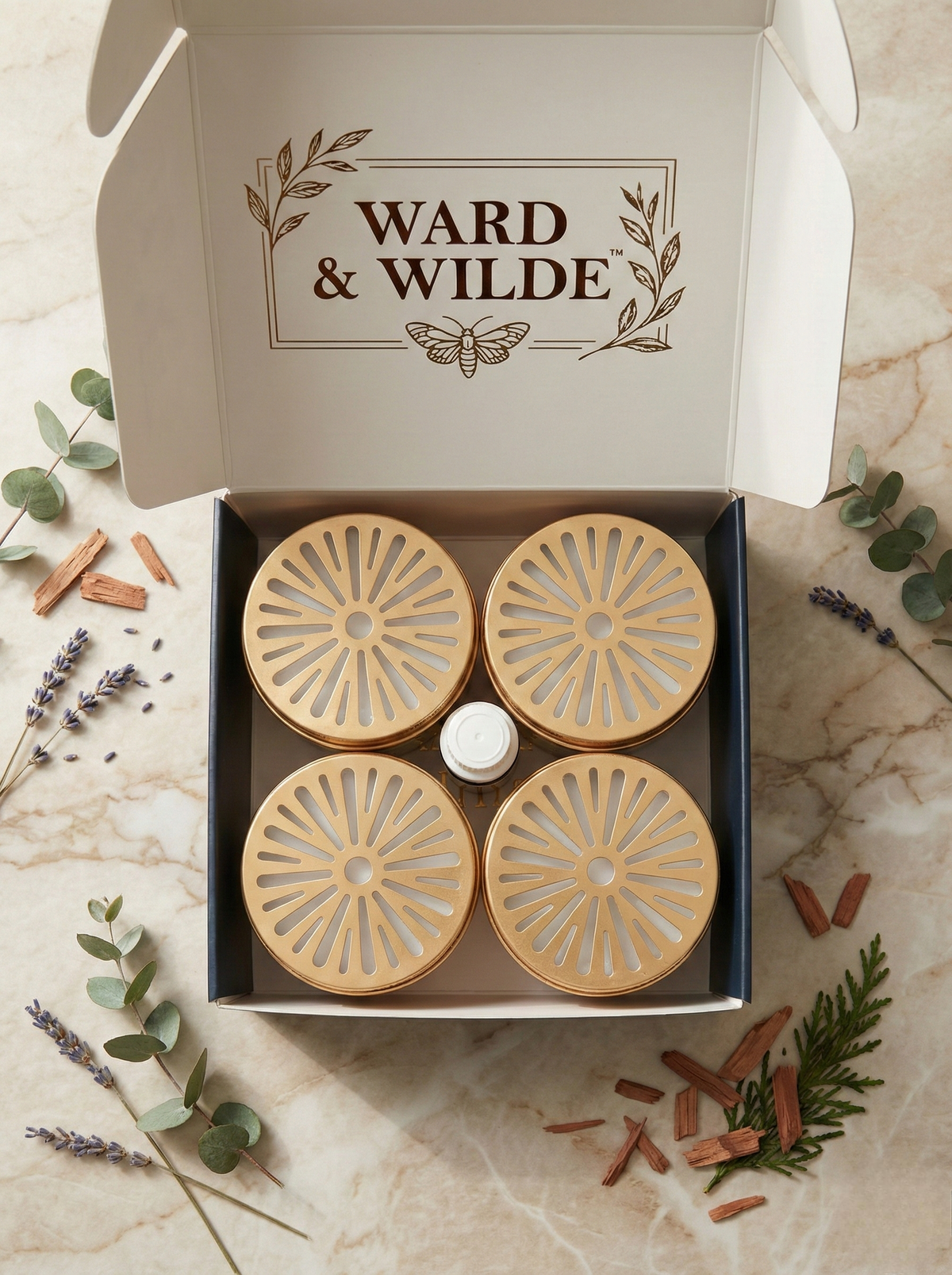 Ward & Wilde Natural Red Cedar Jars — Reusable Closet & Drawer Freshener (4-Pack + Cedarwood Oil)